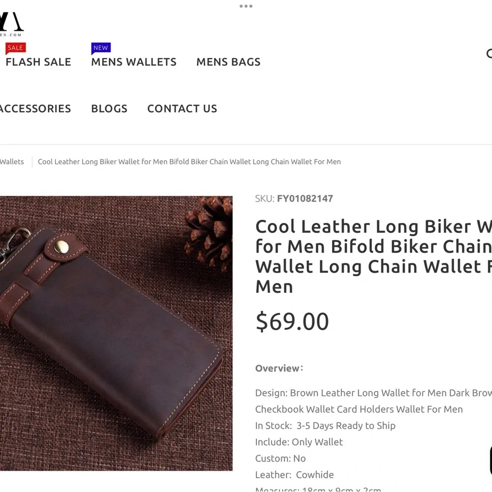 Vintage 80s Long Biker Leather Wallet/Braided Strap